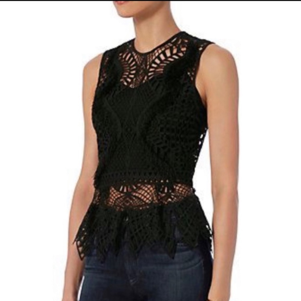 Jonathan Simkhai Lace Fringe Top Black